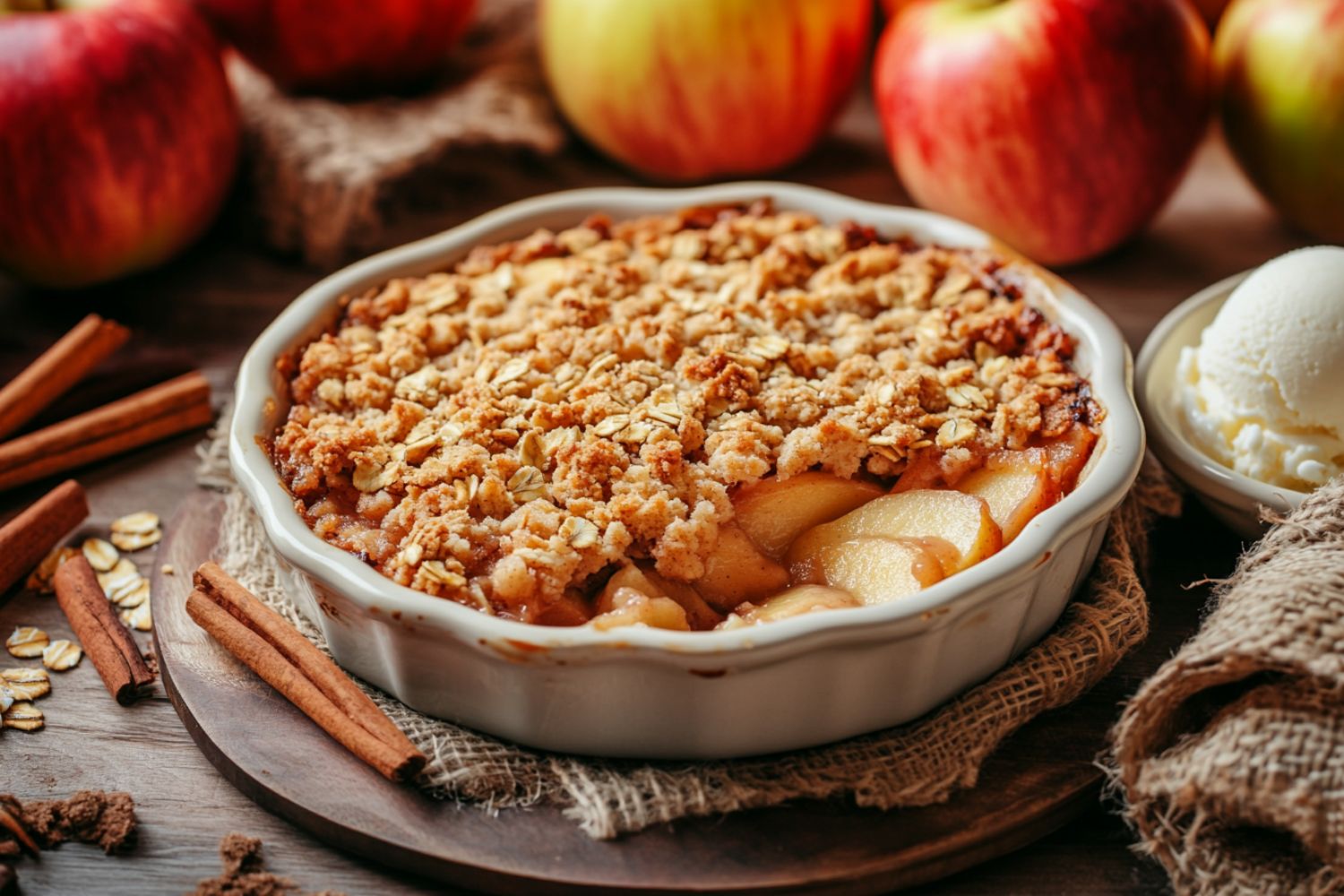 Apfel-Crumble mit Haferflocken