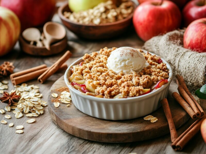 Apfel-Crumble mit Haferflocken