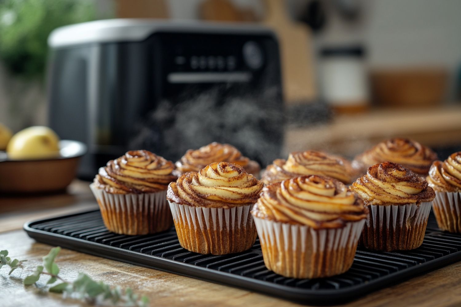 Apfel-Zimtschnecken-Muffins in der Heißluftfritteuse backen