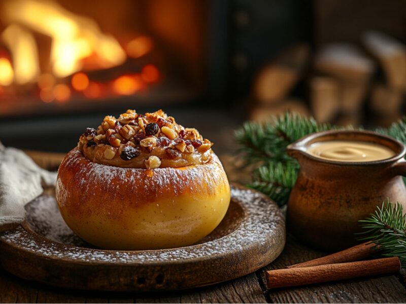 Klassischer Bratapfel mit Marzipan