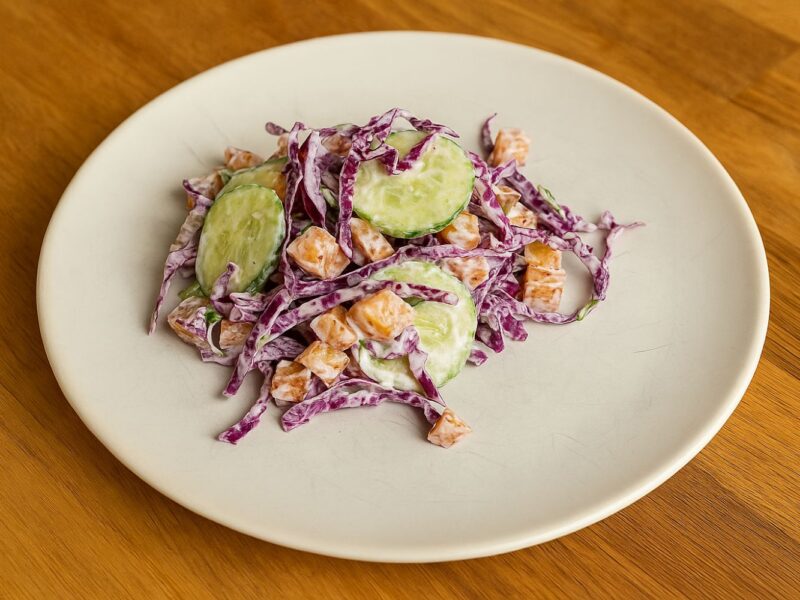Knuspriger Ofenkartoffelwürfel-Salat mit frischem Joghurt-Dressing & Kräutern